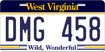 WV license plate DMG458