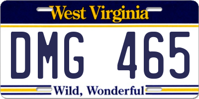 WV license plate DMG465