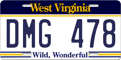 WV license plate DMG478