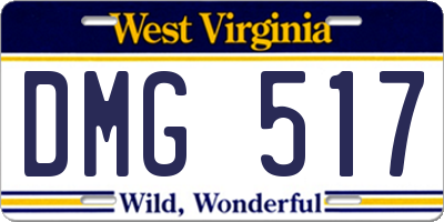 WV license plate DMG517