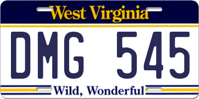WV license plate DMG545