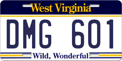 WV license plate DMG601