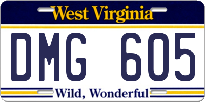 WV license plate DMG605