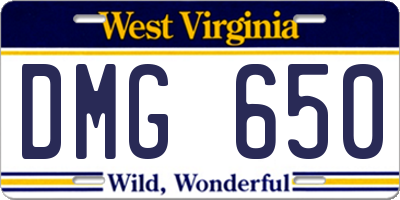 WV license plate DMG650