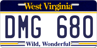 WV license plate DMG680