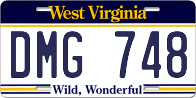WV license plate DMG748