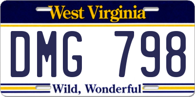 WV license plate DMG798