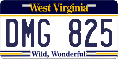 WV license plate DMG825