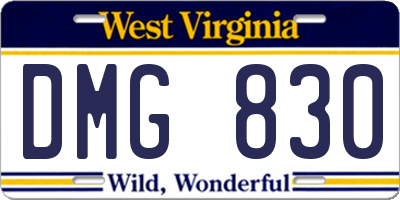 WV license plate DMG830