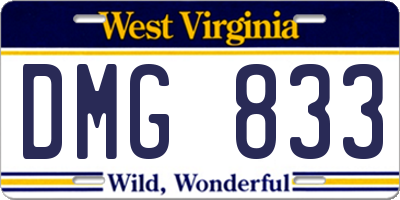 WV license plate DMG833