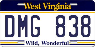 WV license plate DMG838