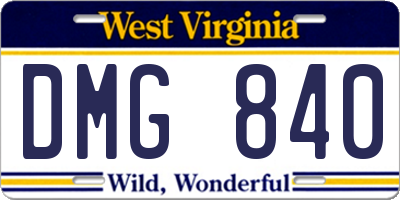 WV license plate DMG840