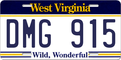 WV license plate DMG915