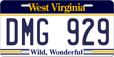 WV license plate DMG929