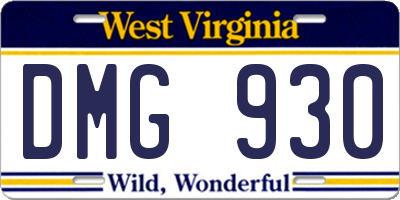 WV license plate DMG930