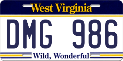 WV license plate DMG986