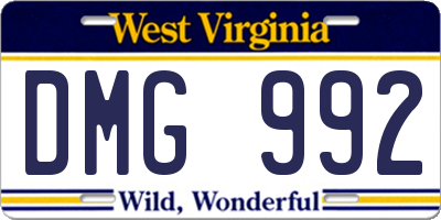 WV license plate DMG992