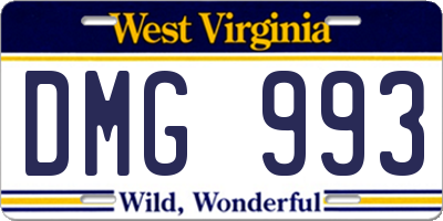 WV license plate DMG993