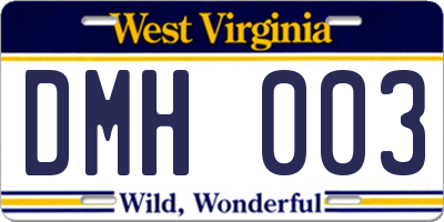 WV license plate DMH003