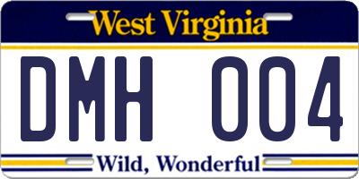 WV license plate DMH004