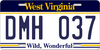 WV license plate DMH037