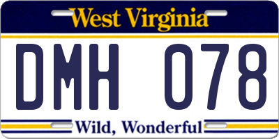 WV license plate DMH078