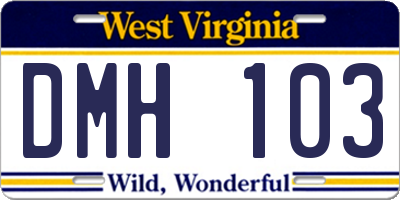 WV license plate DMH103