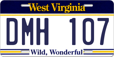WV license plate DMH107
