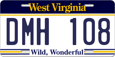 WV license plate DMH108