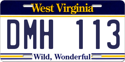 WV license plate DMH113