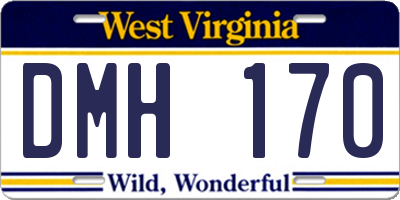 WV license plate DMH170