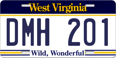 WV license plate DMH201