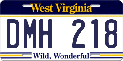 WV license plate DMH218
