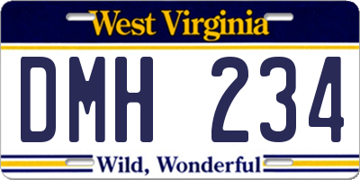 WV license plate DMH234