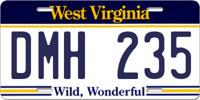WV license plate DMH235