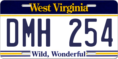 WV license plate DMH254