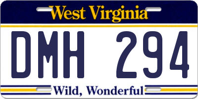WV license plate DMH294