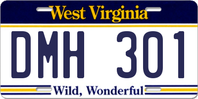 WV license plate DMH301