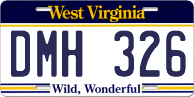 WV license plate DMH326