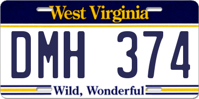 WV license plate DMH374