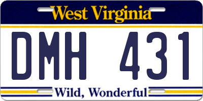 WV license plate DMH431