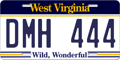 WV license plate DMH444