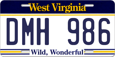 WV license plate DMH986