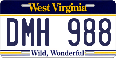 WV license plate DMH988