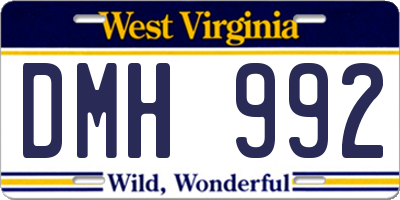 WV license plate DMH992
