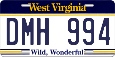 WV license plate DMH994