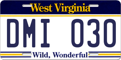 WV license plate DMI030