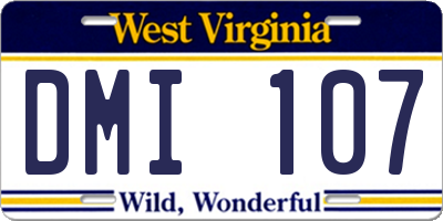 WV license plate DMI107