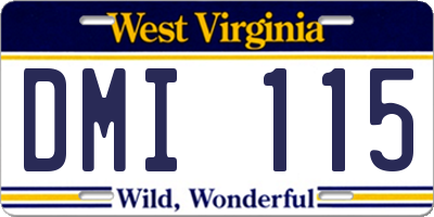 WV license plate DMI115