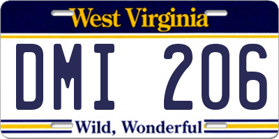WV license plate DMI206